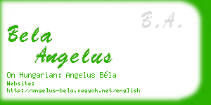 bela angelus business card